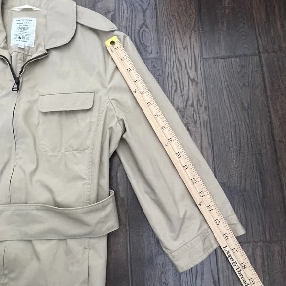 Rag‎ & Bone Trench Dress Womens 10 Khaki Tan Pilot Military Minimalist Full Zip - Picture 8 of 14